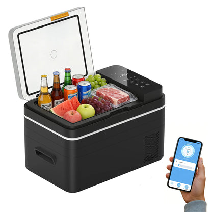Podofo Car Refrigerator 20L 25L 30L Mini Compressor Car Freezer Cooler 48QT APP Control Cooler 12 24V DC 100 240V AC For Camping Truck Home Travel