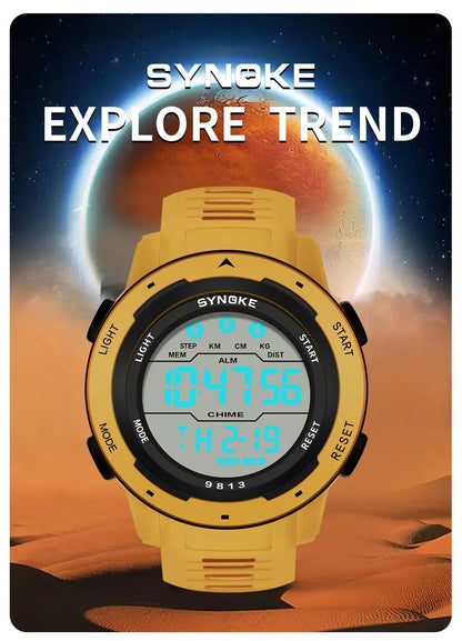 SYNOKE Men Digital Watch Sports Watches Timing Function Alarm Clock Waterproof 50M Digital Watch Military Clock Large Screen