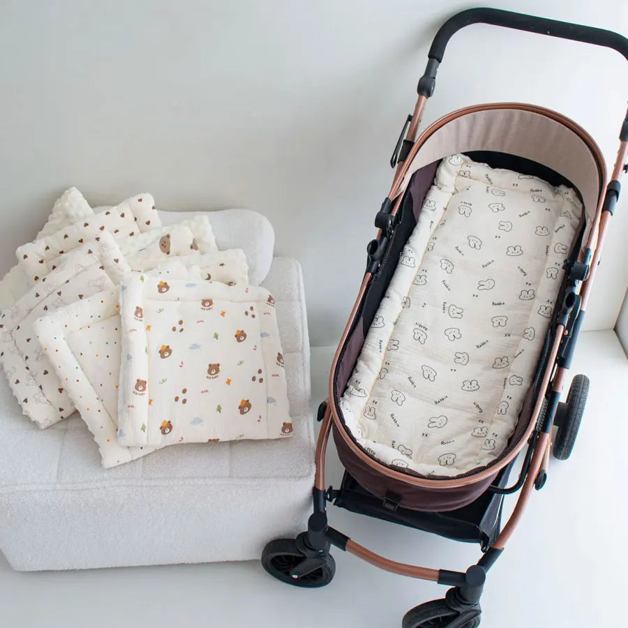 Soft and Comfortable Baby Walking Thick Cartoon Bear Baby Stroller Cushion Cotton Shoulder Strap Baby Stroller Cushion