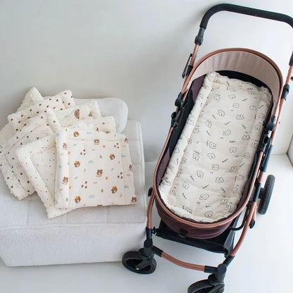 Soft and Comfortable Baby Walking Thick Cartoon Bear Baby Stroller Cushion Cotton Shoulder Strap Baby Stroller Cushion