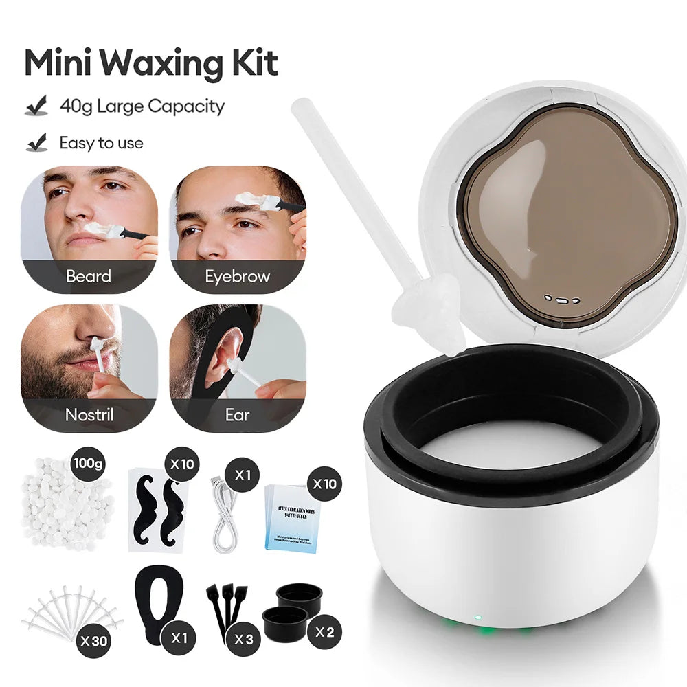 40g Mini Silicone Bowl Wax Heater Waxing Kit Hair Removal Wax-melt Machine Wax Bean Depilatory Wax Warmer Wax Heating Pot Melter