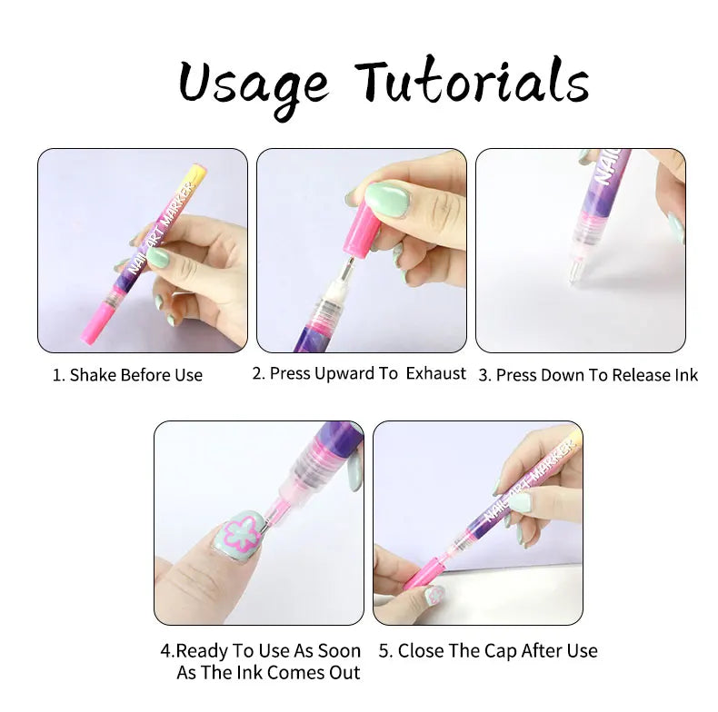 Nail Art Markers Customised Specialised Needle Tube Nail Art Pens Hand-Drawn Outline Pen Acrylic Paint Pen Set Acrylic Paintbrus