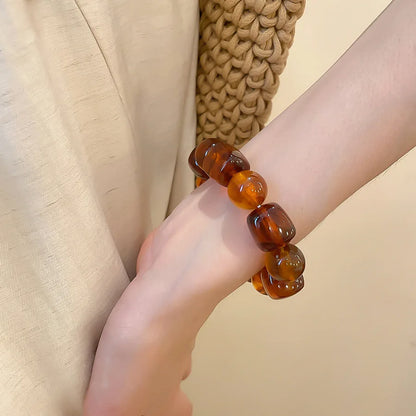 Acrylic Irregular Square Round Beaded Bracelet for Women European and American Simple Bracelet Korean Fashion Hand Accessories