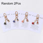 Random 2Pcs Valentine's Day Colored Rose Pendant Enamel Keychain Romantic And Beautiful Style Car Bag Keychain Gift Souvenir