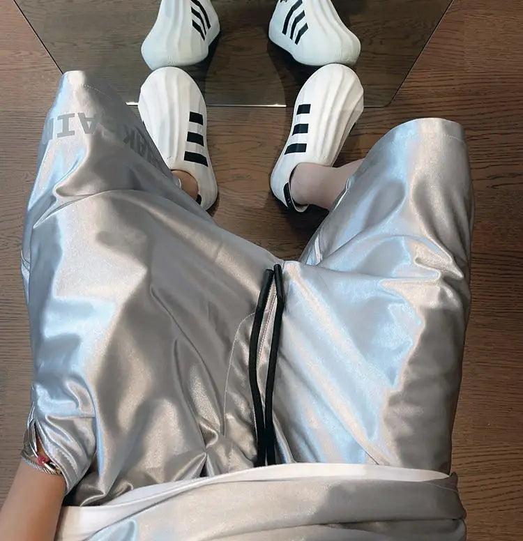 Glossy Pockets Men's Shorts Outdoor Fitness Male Plus Size Casual Sports Basketball Bottoms