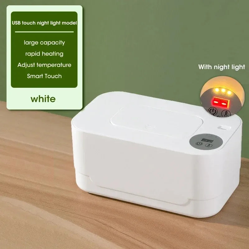 Baby Wipe Heater Portable Baby Wet Wipe Heater with LED Display USB Charging Wipe Heater Baby Wipe Heating Box For Home Car