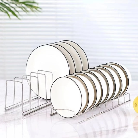 Stainless Steel Dish Draining Rack Multipurpose Silver Plates Storage Rack Space Saving Bowls Plates Drainer Holder Kitchen