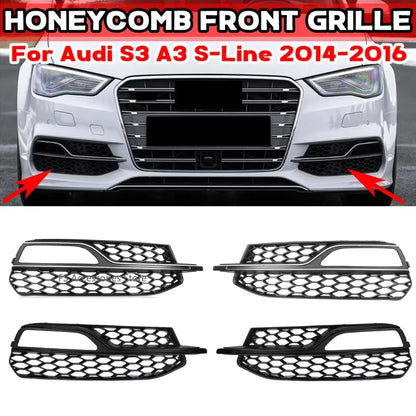 For Audi A3 S-Line S3 2014 2015 2016 Pair Car Front Bumper Fog Light Grille Cover Honeycomb Mesh Fog Lamp Cover Racing Grill