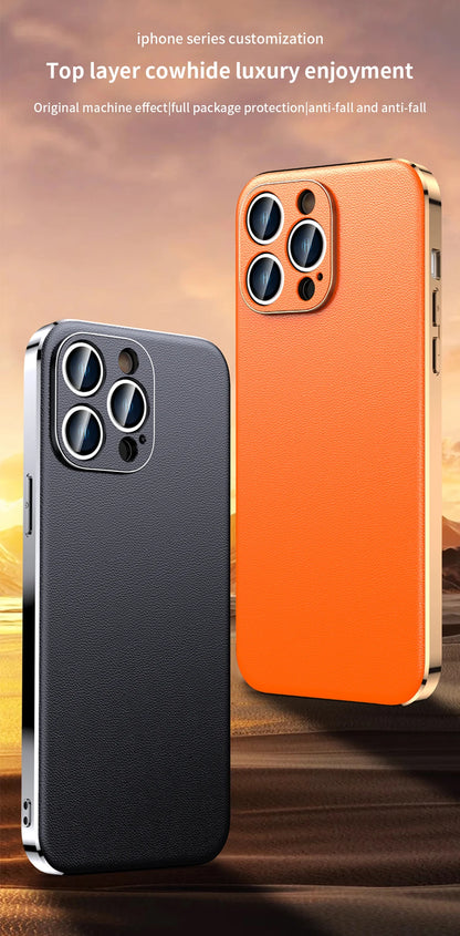 LANGSIDI Luxury Ultra Thin Shockproof Leather Case For iPhone 17 16 Pro Max 15 Plus 14 13 12 11 Air Lens Protective Cover