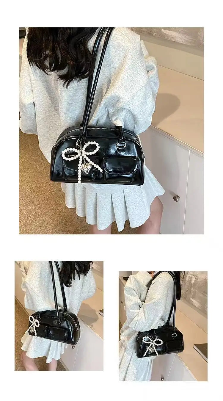 Fashionable Underarm Bow Bag for Women 2024 Korean Edition New Simple Leisure Pillow Bag Trendy Versatile Shoulder Bag