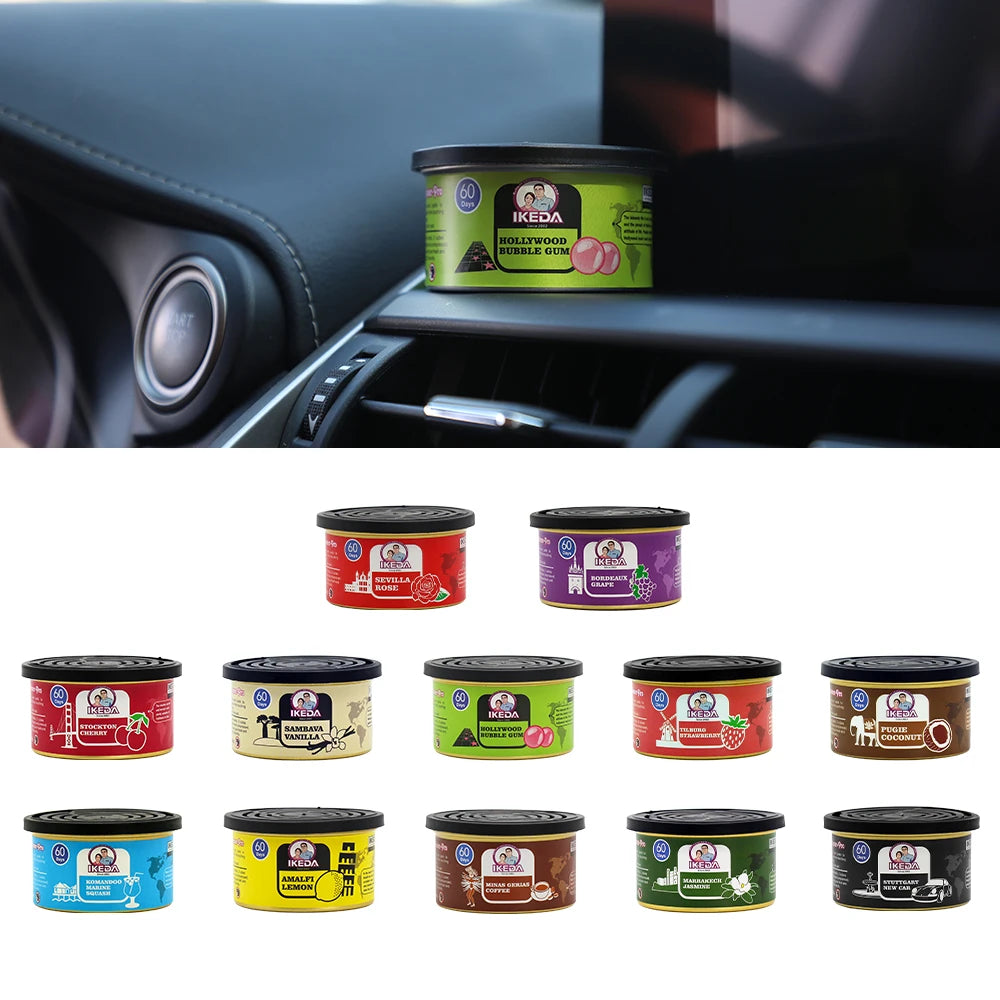 Car Air Freshener: 12 Kinds Scent | Organic Cans | Odor Eliminator Essential | Long-Lasting | Strong Fragrance | For Home