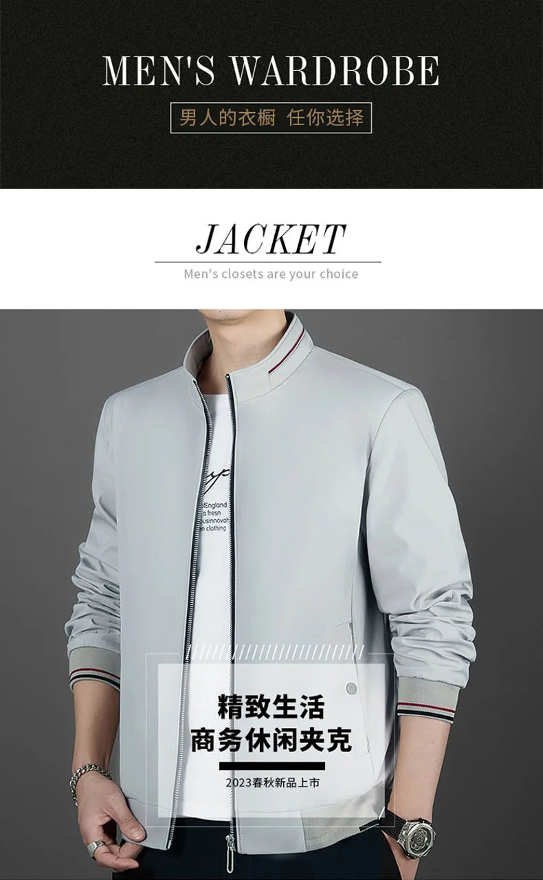 Men's Autumn Fashion Baseball Jackets Long Sleeve Stand Collar Loose Outwears Coats Sport Casual Slim Fit Business Jacket Male