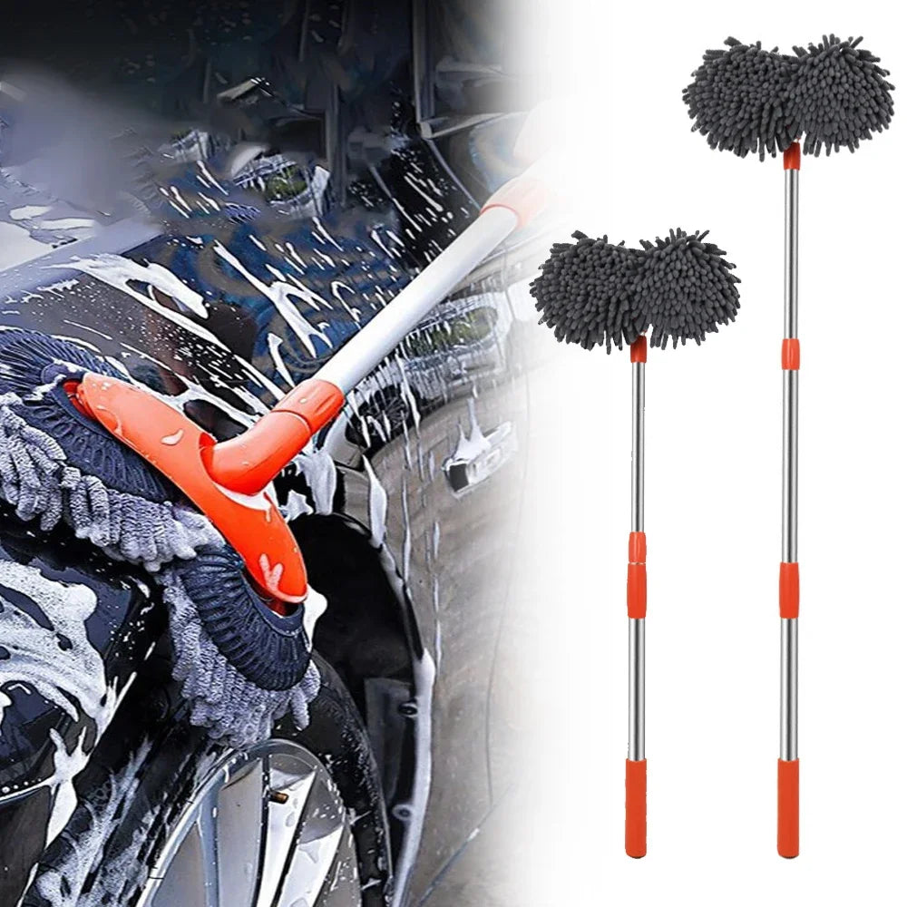 Car Mop Washer Foam Wash Chenille Brush Windscreen Roof Window Cleaning Maintenance Stretching Handle Set Auto Care Accessories