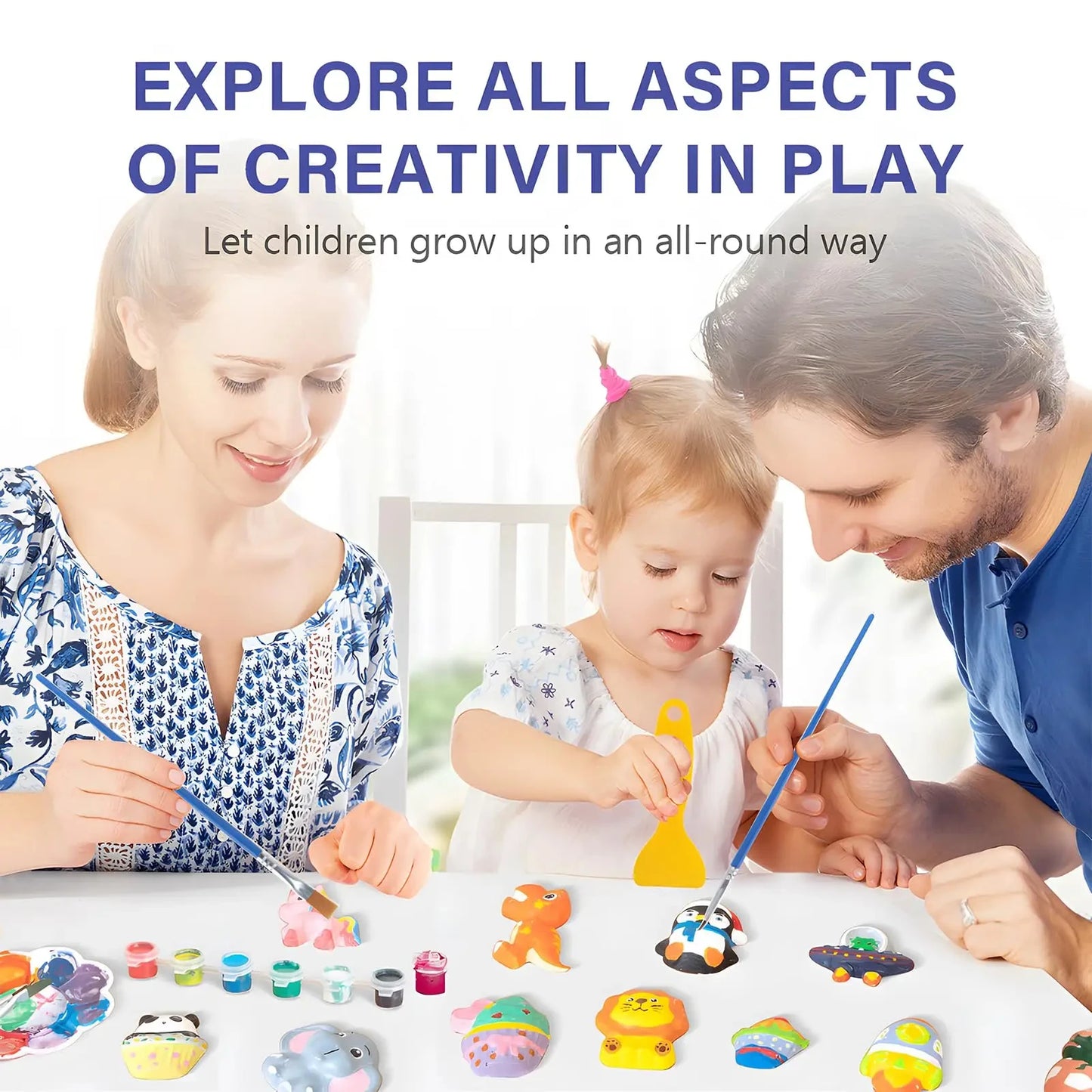 Arts and Crafts Set Painting Kit Unpainted DIY Dinosaur Space Projects Creative Blank Model Toys Graffiti Montessori Educational