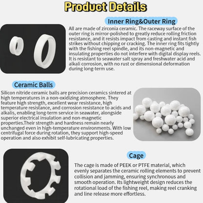4Pcs 623CE Full Ceramic Bearing 3x10x4 mm ABEC-9 for Fishing Spinning Baitcasting Reel Corrosion Resistant Oil Free