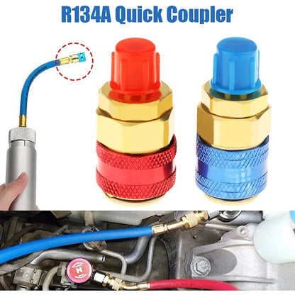 R134A Low High Auto Car Quick Coupler Connector Brass Adapters Car Air Conditioning Refrigerant Adjustable AC Manifold Gauge