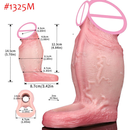 FAAK Silicone Penis Sleeve Ring Realistic Hollow Dildo Size S M Dildo Sheath Delay Ejaculating Cock Enlarger Sex Toys For Men