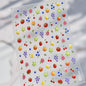 5D Summer Ocean Nail Stickers Seaside Vacation Colorful Fish Bubble Starfish Little Octopus Nail Decal Fresh Sea Manicure Decor
