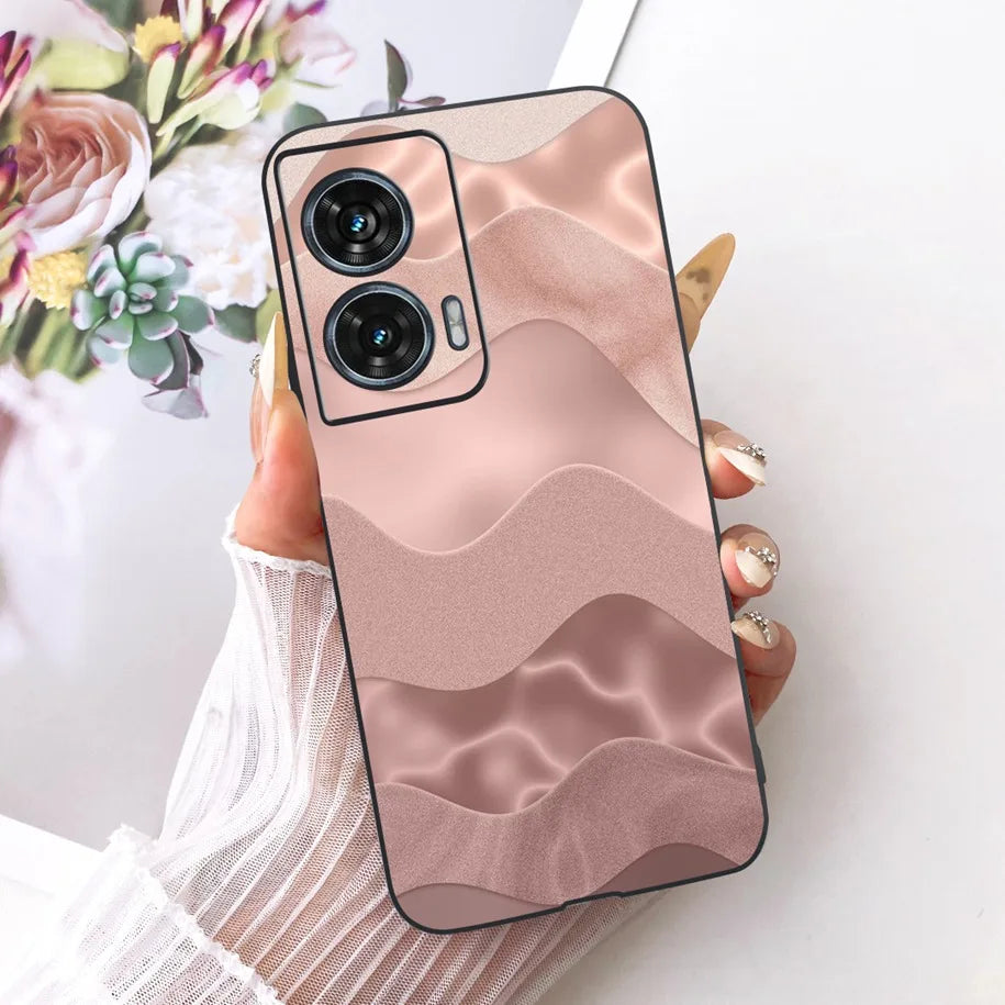 Case For Motorola Edge 50 Fusion Cover XT2429-1 Popular Flower Soft Black Silicone Phone Cases For Motorola G96 5G MotoG96 Funda