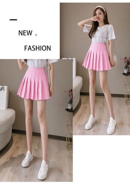 Preppy Style Women Pleated Skirt High Waist A-Line Mini Skirt School Girl Skirt JK Uniform Skirt Skater Skirt Black Plus Size
