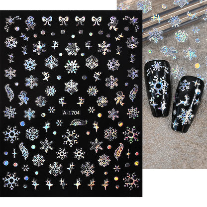 Winter Christmas Atmosphere Nail Stickers Snowman Snowflake Wapiti Self-adhesive High Quality Cute Nail Stickers Nail Art Deco