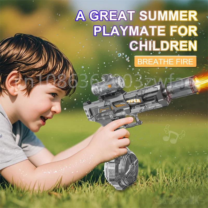 Children High Pressure Electric Water Gun Toy Summer Outdoor Beach Pool Fight Games Toys Kids Automatic Water Guns with Lights