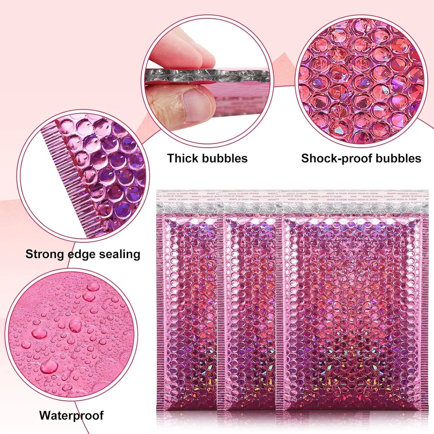 30 PCS Holographic Mailer Laser Bubble Mailers Padded Envelopes Packaging Bags for Business Bubble Mailers Shipping Packaging