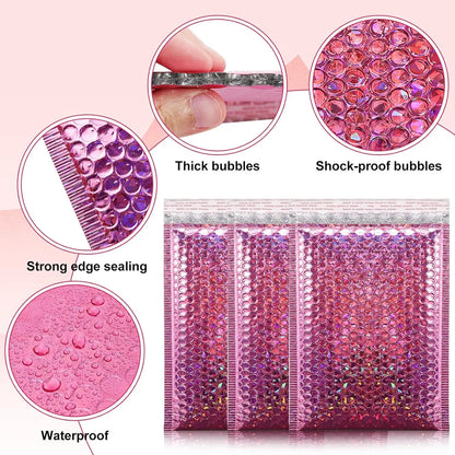 30 PCS Holographic Mailer Laser Bubble Mailers Padded Envelopes Packaging Bags for Business Bubble Mailers Shipping Packaging