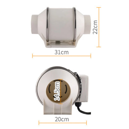 220V Exhaust Fan Silent Duct Ventilation Fan 2600RPM Duct Fan Pipe Extractor for Kitchen Bathroom Toilet (HF-100/HF-150/HF-200)