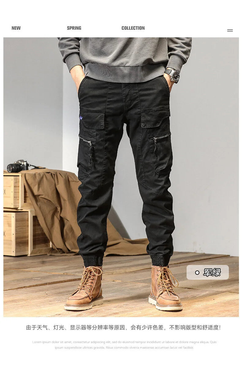 CAAYU Joggers Cargo Pants Men Casual Y2k Multi-Pocket Male Trousers Sweatpants Streetwear Techwear Tactical Track Gray Pants Men