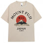 Japanese Style Hokkaido Wave Vintage T-shirt Men Women Harajuku Fashion High Quality T Shirts Oversized Cotton Summer Tee Shirt