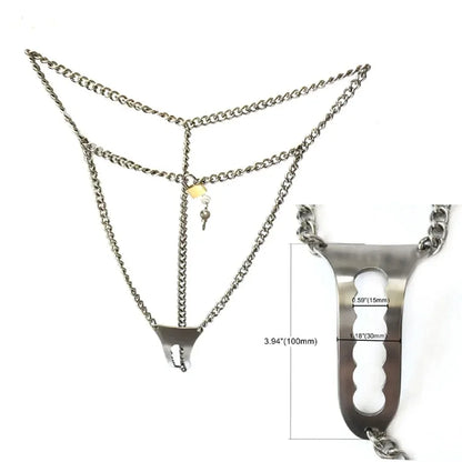 Stainless Steel Invisible Female Chastity Belt Sexy Briefs Leather Bondage Metal Chain Erotic Pants Adult Games BDSM Fetish Wear
