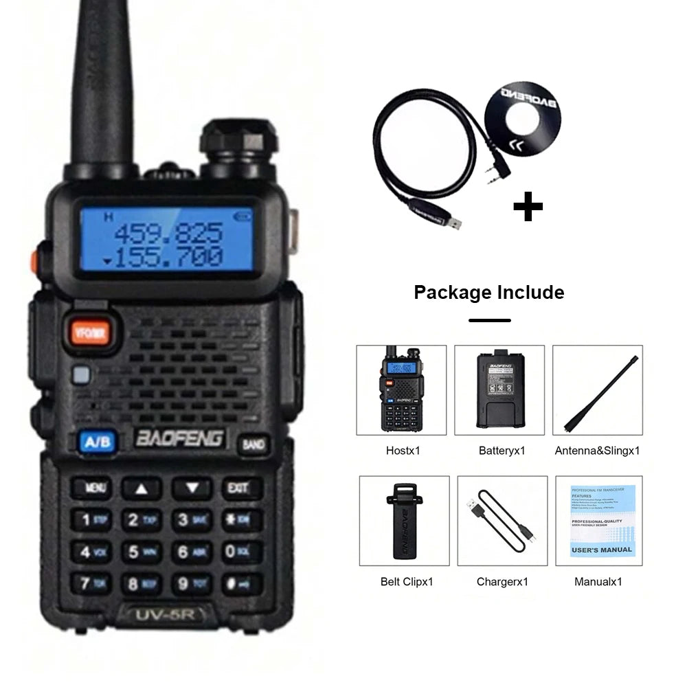 Baofeng UV-5R USB Lange Afstand Dual Band Ham Amateur Met Vhf Uhf Fm CB 128CH 2200mAh Portable Handheld Long Range Two Way Radio