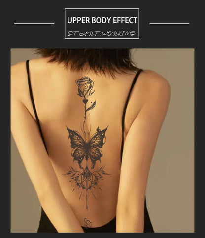 One Butterfly Spine Waterproof Temporary Tattoo, Lasting 1-2 Weeks, Semi-Permanent Tattoo Color, Realistic Fake Tattoo