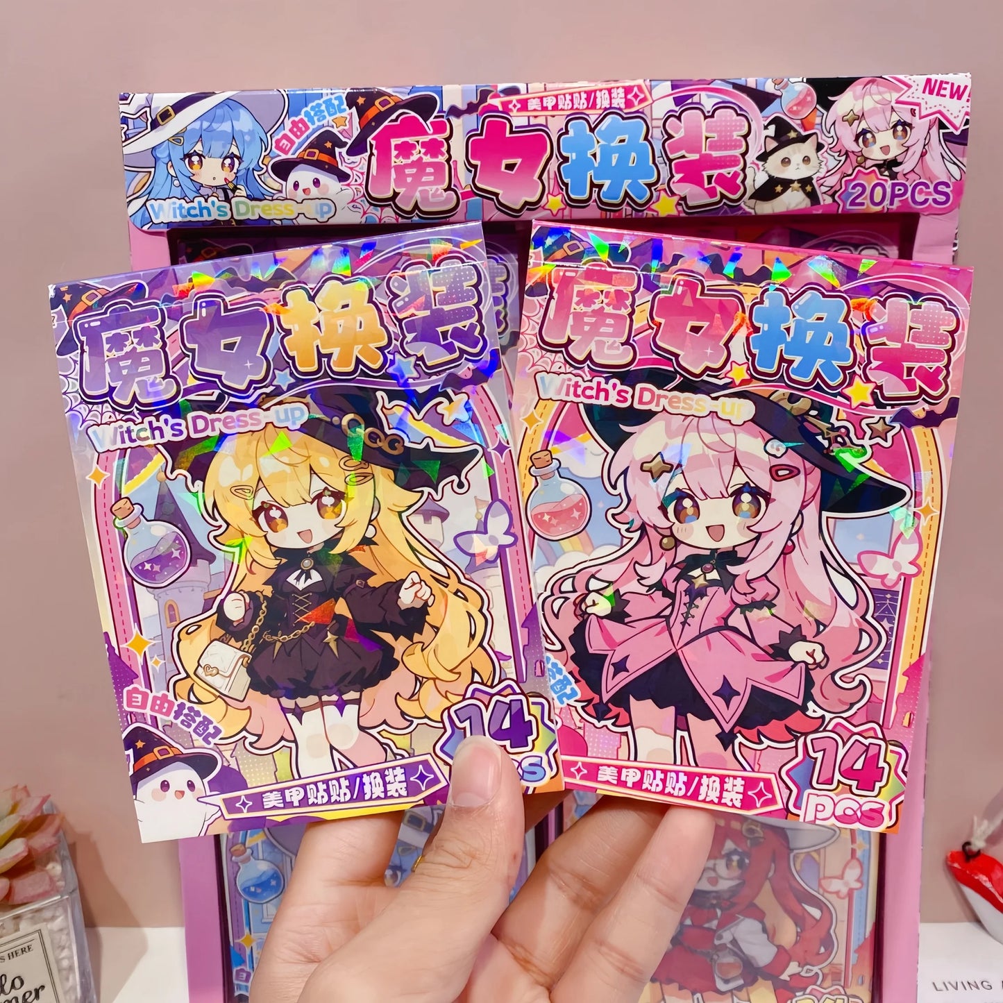 Creative Nail Art Stickers, Featuring Fashionable Girls with Beautiful and Cute Hands, Fun Children's Material Stickers, Witch Dress-Up Girl-Themed High-Appearance Cute Handbook Stickers, and Interesting Children's Material S