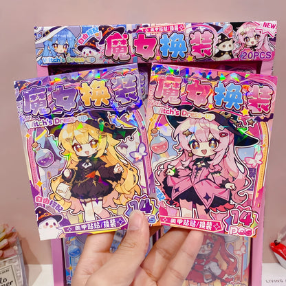 Creative Nail Art Stickers, Featuring Fashionable Girls with Beautiful and Cute Hands, Fun Children's Material Stickers, Witch Dress-Up Girl-Themed High-Appearance Cute Handbook Stickers, and Interesting Children's Material S