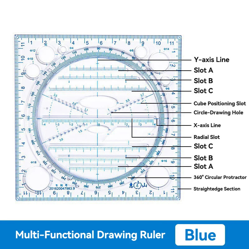 Plastic Ruler Drawing Roller Ruler Parallel 30cm Multi-functional Drawing Design Used for Measurement Drafting Schools Offices