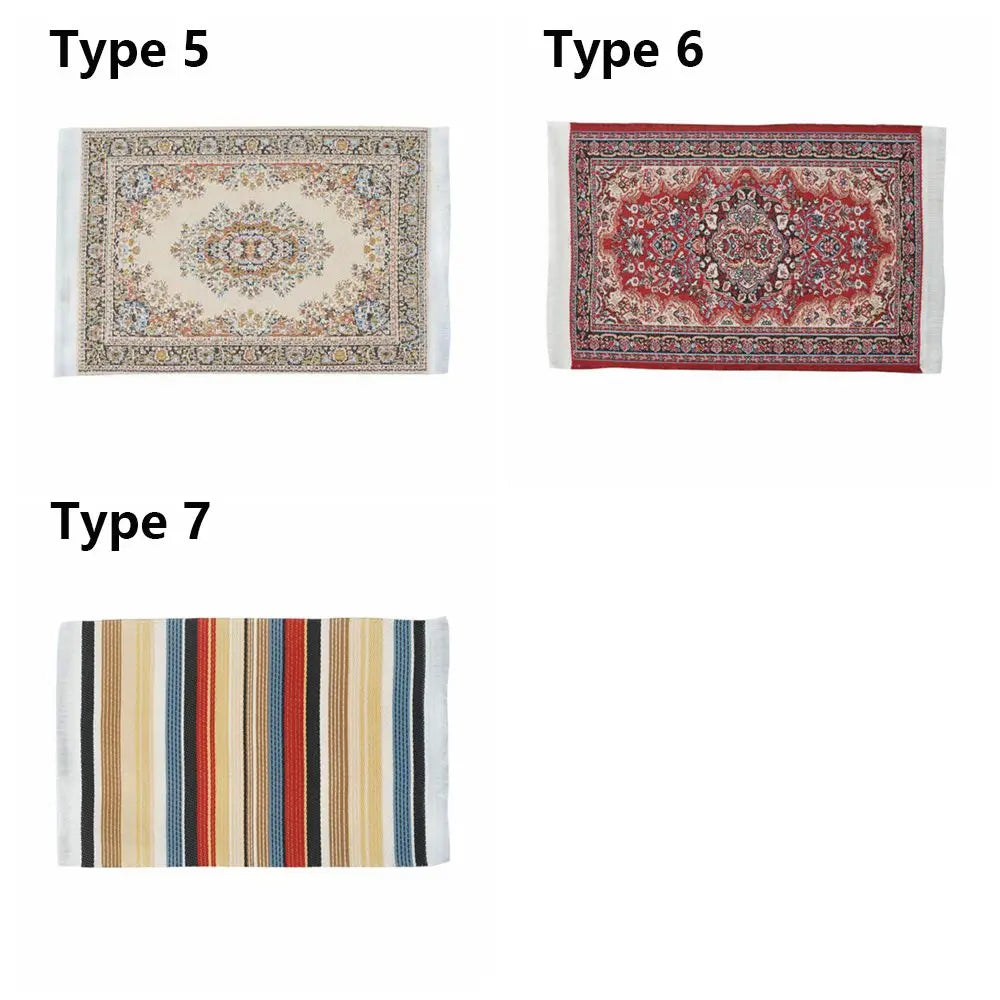 Turkish Style Miniature Weaving Rug Playing House Floor Coverings Dollhouse Carpet  1:12 Scale Doll Accessories
