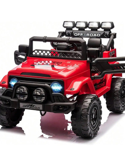 HAUSPROFI 12V Kids Electric Car, With Remote Control,Seat Belt,LED Lights,ATV 4 Wheels,Bluetooth Speaker,3-Speeds,Suspension, for 3+ Years