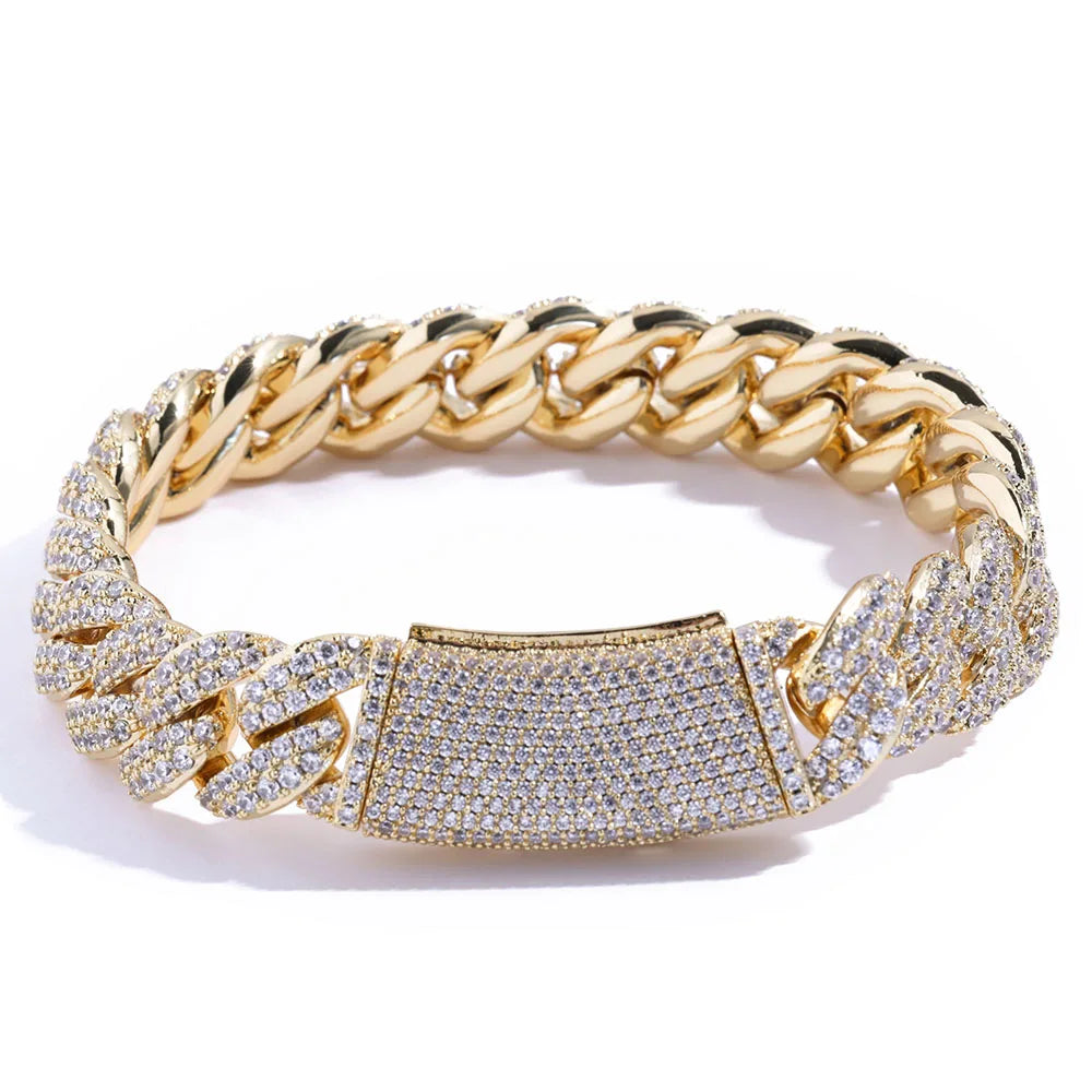 ESKEEM 2/3/4/6Row Full Diamond Bubble Cuban Bracelet 10/13/18/20/22MM CZ Stone Iced Out Hip Hop Jewelry Cuban Bracelet Women Men