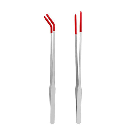 Stainless Steel Reptile Feeding Tongs with Rubber Tips - Straight & Curved Aquarium Pet Tweezers for Safe And Easy Feeding