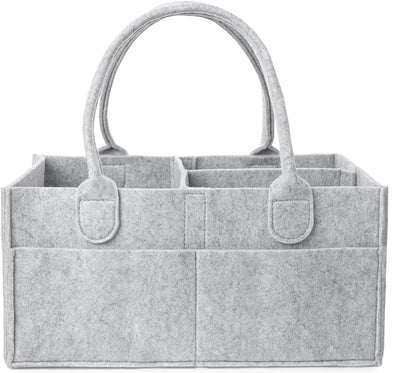 Baby Felt Storage Nursery Organizer Basket Infant Diaper Bag with Handle Caddy Changing Nappy Kids Storage Carrier Large Pocket