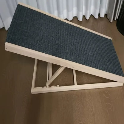 Solid Wood Dog Ramp for Bed Couch Non Slip Pet Stairs Senior Small Dogs Cat Climbing Ladder Gentle Slope Elderly Pets Indoor