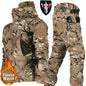 New Men's Winter Jacket Tactical  Sets Fleeced Sharkskin Windproof Waterproof Padding Suits Paintball Uniform Pockets Camo