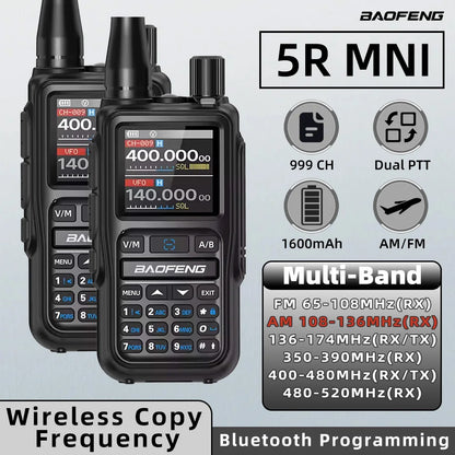 Baofeng UV 5R Mini Walkie Talkie One-click Frequency Matching Bluetooth Programming Frequency Dual PTT Band AM/FM Camping