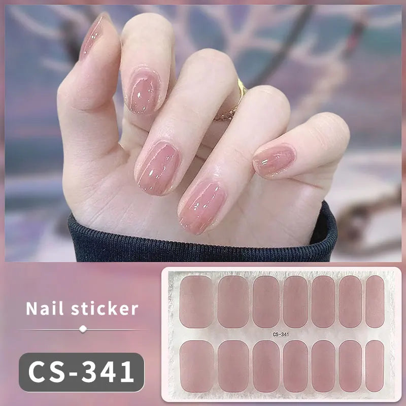14/16Tips Full Cover Gradient Nail Stickers Multi Color Self Adhesive Slider No Need UV Lamp Cured Press ON Nail Decal
