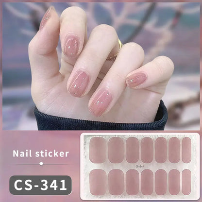 14/16Tips Full Cover Gradient Nail Stickers Multi Color Self Adhesive Slider No Need UV Lamp Cured Press ON Nail Decal