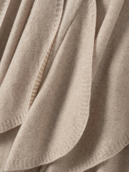 French 100% Pure Cashmere Skirt Ruffle Irregular A-line Soild Midi Sirt Autumn Winter Women Elegant Pleated  Knit Dress Fashion