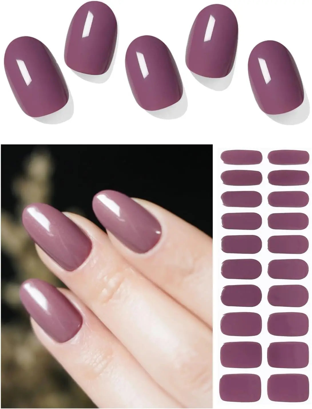 20/22Tips UV Semi cured Gel Nail Stickers Waterproof Long Lasting Full Gel Nail Wraps Press On Nail Decal DIY Manicure