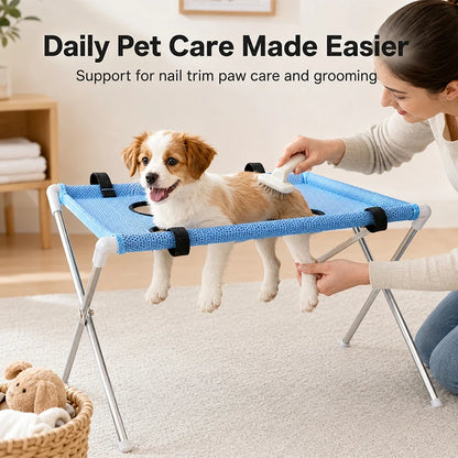 Portable Pet Grooming Bath Suspended Bed Frame With Brackets Breathable Washable Mesh Foldable Storage Pet Bath Drying Rack